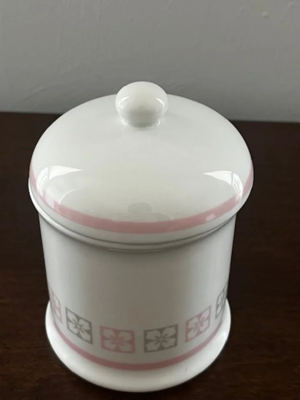 Ceramic Storage Container Pink Gray White